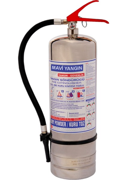 6 kg Kuru Kimyevi Tozlu Krom Nikelaj Yangın Söndürme Tüpü 4 Yıl Garantili Faturalı Yeni Üretim - Mavi
