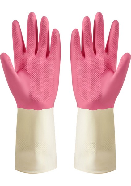 Pembe Tarzı Mutfak Temizlik Eldiveni Kauçuk Eldiven Ev Temizlikçi Bulaşık Yıkama Eldiveni (Yurt Dışından)