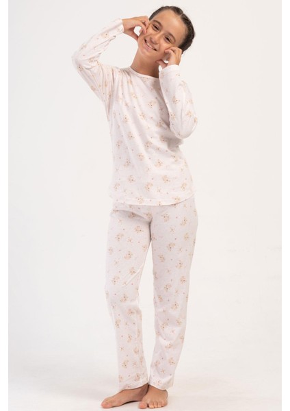 Kız Çocuk Uzun Kol Bej Pijama Takım C7T6N0O504