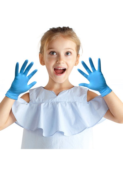 Çocuk Mavi 100 Adet Tarzı S Beden Çocukların Tek Kullanımlık Nitril Eldiven Gıda Kauçuk Eldiven Çocukların Boyama ve Oyun Bulaşık Yıkama Temizlik Eldivenleri (Yurt Dışından) fiyatları