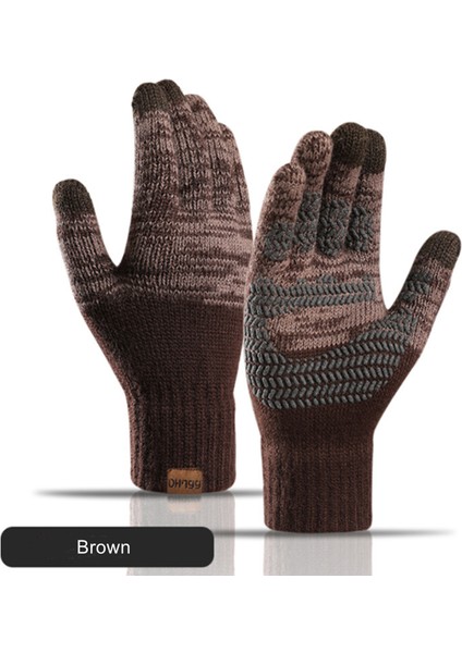 Zhang Qing Tarzı Kış Sıcak Örme Eldiven Erkek Kadın Sonbahar ve Kış Kalın Renk Ofset Baskı Dokunmatik Ekran Sıcak Eldiven Dış Mekan Kalın Eldiven (Yurt Dışından) indirimleri