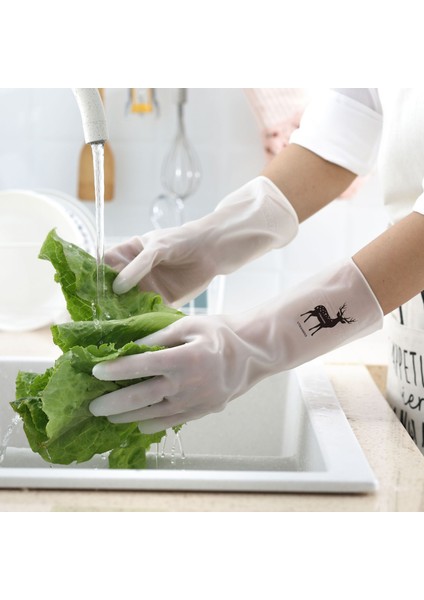 Sözsüz Stil M Boyutu Ev Işi Bulaşık Eldiveni Plastik Kaymaz Ev Temizliği Çamaşır Yıkama Su Geçirmez Mutfak Bulaşık Lastik Lateks (Yurt Dışından) fırsatları