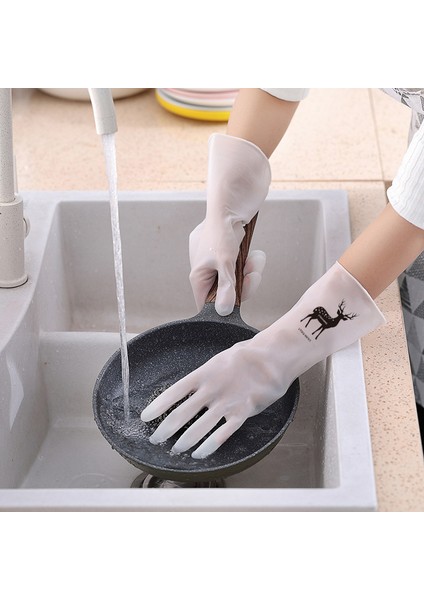 Sözsüz Stil M Boyutu Ev Işi Bulaşık Eldiveni Plastik Kaymaz Ev Temizliği Çamaşır Yıkama Su Geçirmez Mutfak Bulaşık Lastik Lateks (Yurt Dışından) indirimleri