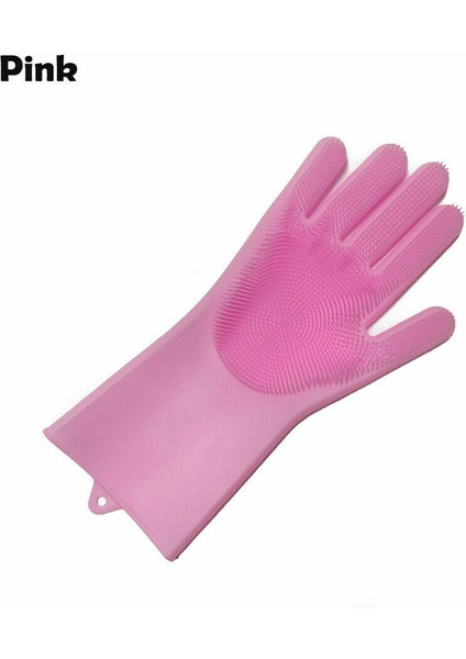 Pembe Tarzı Sol El Silikon Bulaşık Eldiveni Mutfak Temizlik Eldiveni Bulaşık Yıkama Çok Fonksiyonlu Sihirli Eldiven Ev Temizlik Araçları (Yurt Dışından)