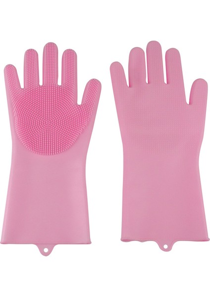 A-Pembe Tarzı Bulaşık Temizlik Eldiveni Silikon Kauçuk Sünger Eldiven Ev Temizleyici Mutfak Temizleme Aracı Mutfak (Yurt Dışından)