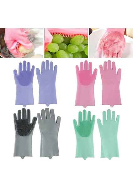 A-Pembe Tarzı Bulaşık Temizlik Eldiveni Silikon Kauçuk Sünger Eldiven Ev Temizleyici Mutfak Temizleme Aracı Mutfak (Yurt Dışından) modelleri