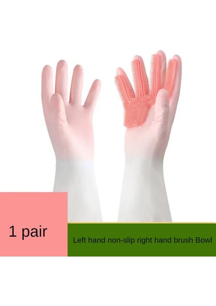 Kiraz Tozu-M Stili Su Geçirmez Bulaşık Eldiveni Mutfak Dayanıklı Ev Işleri Temizlik Çamaşır Eldiveni Kaymaz Aşınmaya Dayanıklı Kauçuk Eldiven (Yurt Dışından)