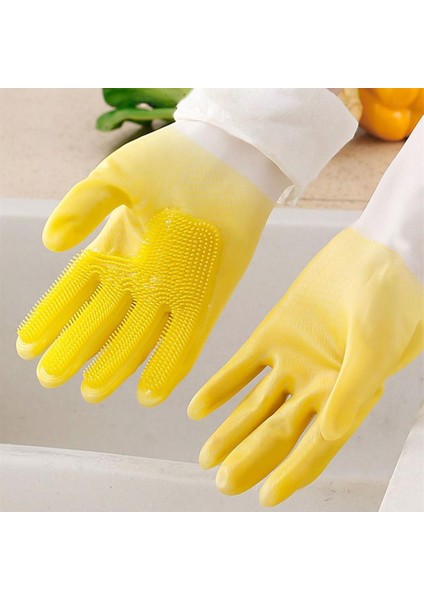 Kiraz Tozu-M Stili Su Geçirmez Bulaşık Eldiveni Mutfak Dayanıklı Ev Işleri Temizlik Çamaşır Eldiveni Kaymaz Aşınmaya Dayanıklı Kauçuk Eldiven (Yurt Dışından) indirimleri