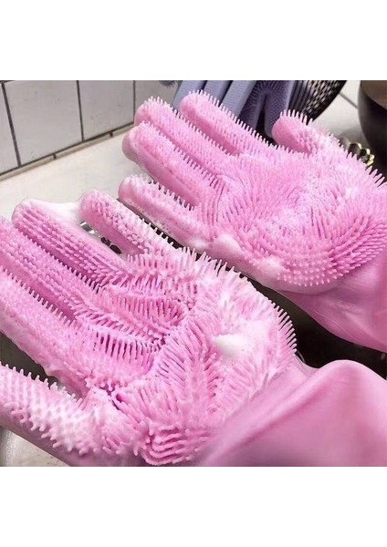 Mor 1 Çift Stili 33X12CM Mutfak Temizlik Eldiveni Silikon Bulaşık Yıkama Eldiveni (Yurt Dışından) modelleri
