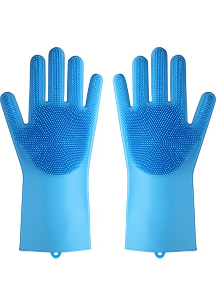 Mavi Stil Su Geçirmez Mutfak Temizlik Dayanıklı Isı Yalıtımı Kolay Köpüklenen Kaymaz Mutfak Bulaşık Yıkama Silikon Eldivenleri (Yurt Dışından)