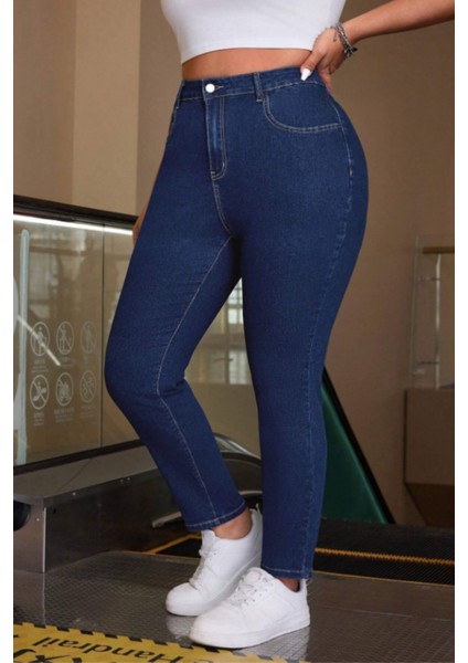 Kadın Yüksek Bel Skinny Fit Jeans Büyük Beden Kot PantolonC597 modelleri