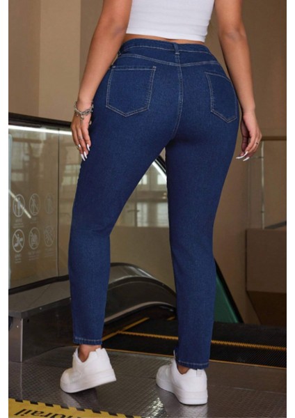 Kadın Yüksek Bel Skinny Fit Jeans Büyük Beden Kot PantolonC597