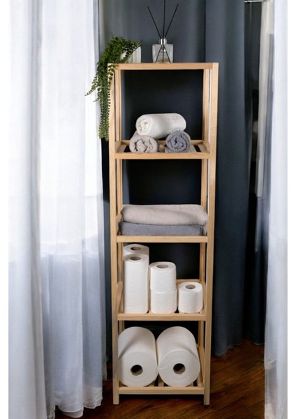 Ahşap Masif 5 Raflı Çok Amaçlı Banyo Düzenleyici Mobilya HLT-002