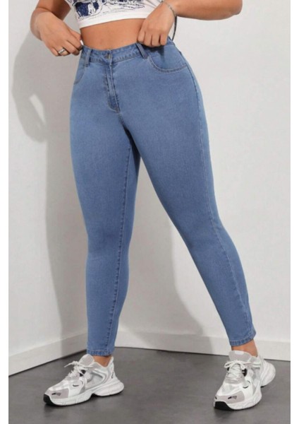 Kadın Yüksek Bel Skinny Fit Jeans Büyük Beden Kot PantolonC597 fırsatları
