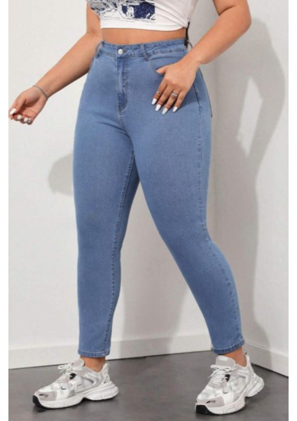 Kadın Yüksek Bel Skinny Fit Jeans Büyük Beden Kot PantolonC597 fırsatları
