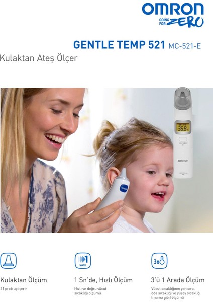 Gentle Temp 521, 3'ü 1 Arada Kulaktan Ateş Ölçer