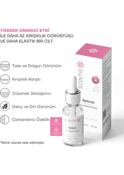 Yenileyici, Onarıcı ve Yaşlanma Karşıtı Retinol Serum 30 ml (%1 Retinol Ceramide Squalene)