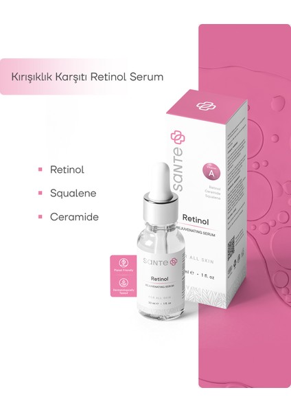 Yenileyici, Onarıcı ve Yaşlanma Karşıtı Retinol Serum 30 ml (%1 Retinol Ceramide Squalene)