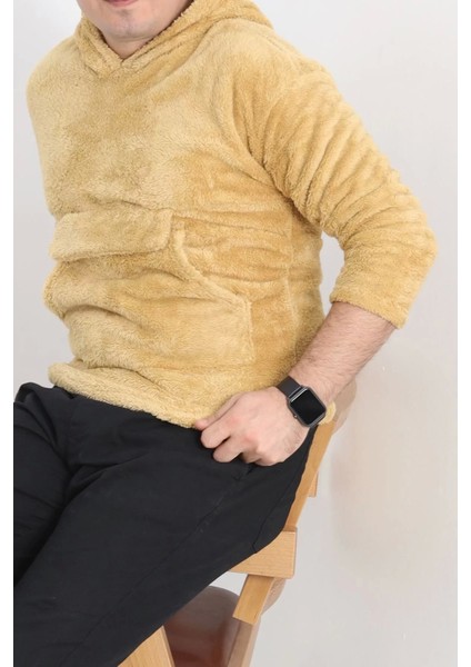 Kanguru Cep Kapşonlu Peluş Sweat Camel - 9062.1153.