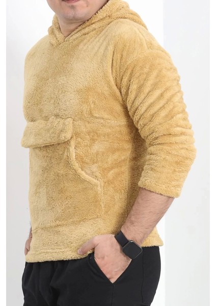 Kanguru Cep Kapşonlu Peluş Sweat Camel - 9062.1153.