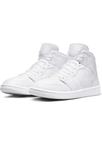 Air Jordan 1 Mid Unisex Leather Sneaker Hakiki Deri Bilekli Günlük Spor Ayakkabı Beyaz modelleri