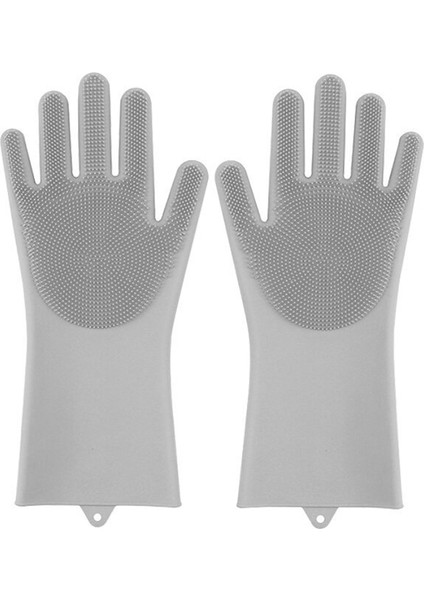 Gri Tarzı Ev Temizlik Sünger Bulaşık Yıkama Temizlik Eldiveni Silikon Kauçuk Mutfak Temizlik Aracı (Yurt Dışından)
