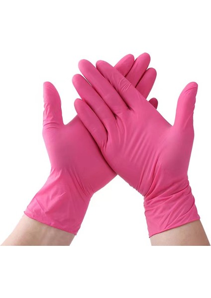 Pembe 100 Adet Tarzı M Boyutu 50 Adet Tek Kullanımlık Nitril Eldiven Su Geçirmez Alerjiye Uygun Mutfak Bahçe Ev Temizlik Eldiveni Pembe Siyah (Yurt Dışından) modelleri
