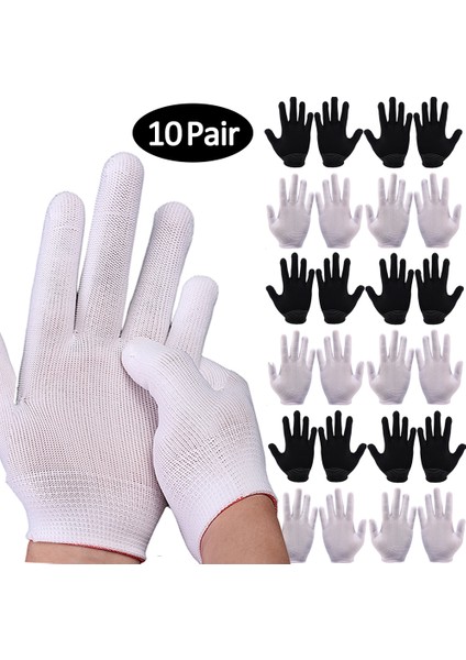 Siyah Tarzı 10 Çift 10 Çift Naylon Eldiven Beyazsiyah Iş Koruyucu Eldiven Kaymaz Elastik Eldiven El Işi Yıkanabilir Temizlik Aracı Bahçe Malzemeleri (Yurt Dışından) fiyatları