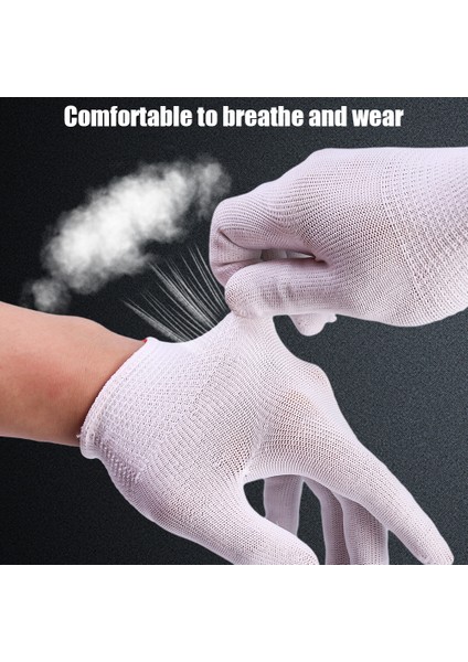Siyah Tarzı 10 Çift 10 Çift Naylon Eldiven Beyazsiyah Iş Koruyucu Eldiven Kaymaz Elastik Eldiven El Işi Yıkanabilir Temizlik Aracı Bahçe Malzemeleri (Yurt Dışından) fırsatları