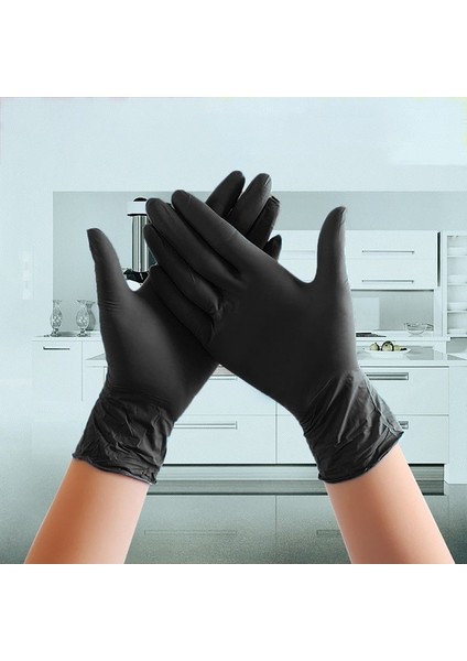 20 Adet Tarzı M Boyutu Siyah Eldiven Mutfak Tek Kullanımlık Lateks Eldivenler Guantes Nitrilo Ev Mutfak Laboratuvar Bahçe Temizlik Eldivenleri (Yurt Dışından)