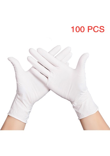 Beyaz 100PCS Tarzı Xs Boyutu Tek Kullanımlık Nitril Eldiven Vinil Lateks Kauçuk Ücretsiz Mutfak Spa Güzellik Iş Bahçe Gıda El Eldiveni Siyah Pembe Boyut x (Yurt Dışından)