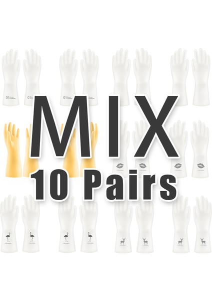 X10 Stilini Karıştırın M Boyutu 10 Çift Pvc Temizlik Eldiveni Su Geçirmez Aşınmaya Dayanıklı Kaymaz Lateks Malzeme Ev Işleri Çamaşır Yıkama Bulaşık Mutfak (Yurt Dışından)