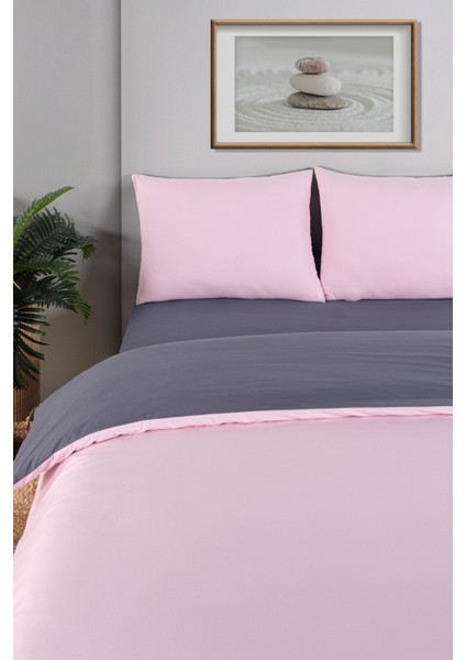 Organik Pamuk Akfil Çift Taraflı Nevresim Takımı Tek Kişilik 160 x 220 cm Antrasit Pudra modelleri