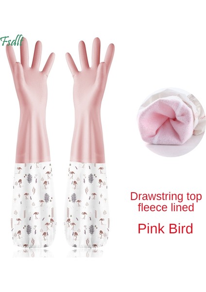Pembe D Plus Kadife Stili M Boyutu 1 Çift Pvc Lateks Eldiven Uzun Kollu Peluş Eldiven Temizlik Eldiveni Su Geçirmez Bulaşık Yıkama Eldiveni Mutfak Aksesuarları Sıcak (Yurt Dışından)