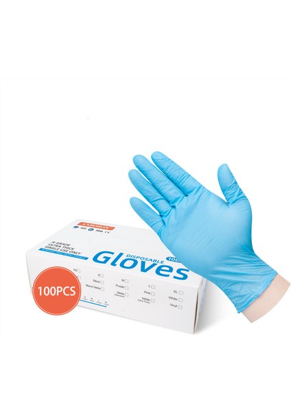 Mavi (Standart) Stil Xl Boyutu Toz Olmayan Mutfak Ev Işleri Eldiven Yüksek Esneklik Kalınlaştırılmış Tek Kullanımlık Saf Nitril Eldiven Çifti (Yurt Dışından)