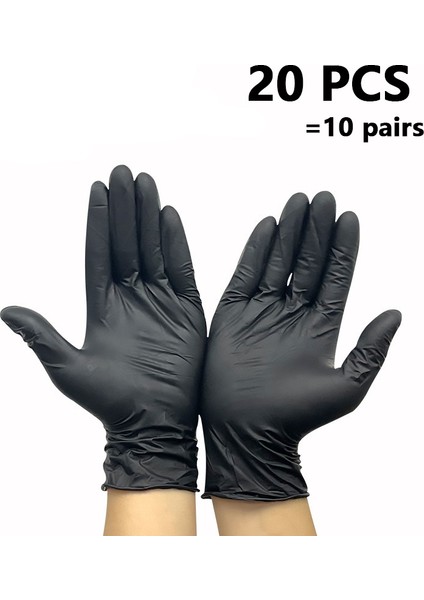 20PCS Siyah Tarzı L Boyutu Tek Kullanımlık Nitril Eldiven Tozsuz Lateks Vinil Sentetik El Koruyucu Boyut Muayene Eldiveni (Yurt Dışından)