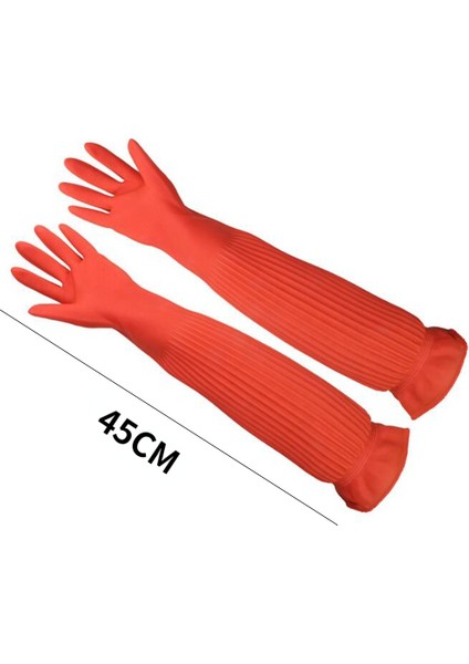 1 Çift 45CM-B Stili Kauçuk Eldivenler Akvaryum Balık Tankı Sanayi Kalın Koruyucu Eldivenler Su Geçirmez Rubber Eldivenler Bulaşık Eldivenleri (Yurt Dışından)