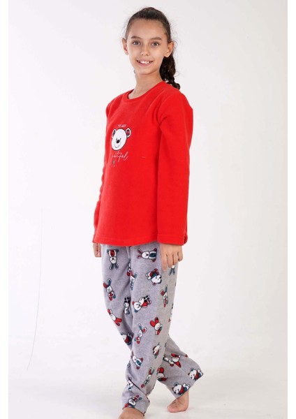 Kız Çocuk Uzun Kol Polar Kırmızı Pijama Takım C4T0N0O503 fiyatları