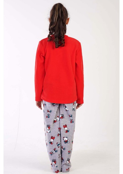 Kız Çocuk Uzun Kol Polar Kırmızı Pijama Takım C4T0N0O503 fırsatları