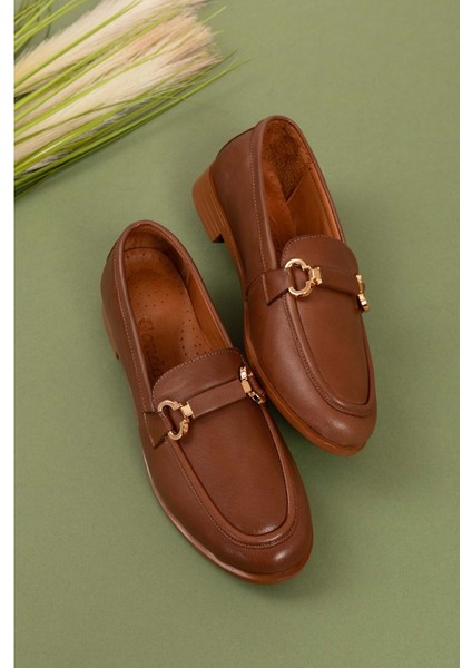 Deri Kadın Tokalı Loafer ESL.1852 - Taba - 36 modelleri