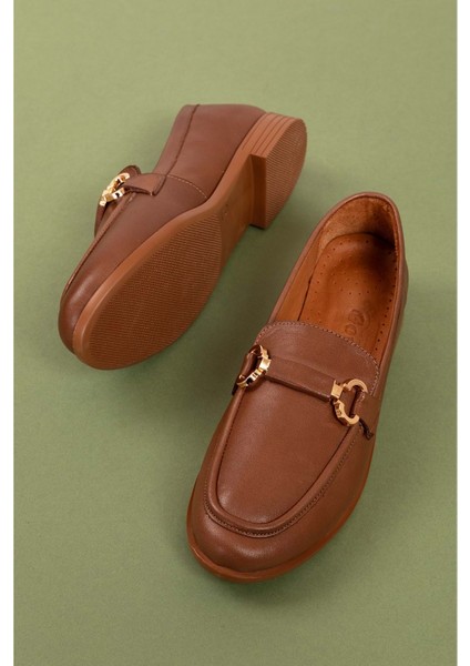 Deri Kadın Tokalı Loafer ESL.1852 - Taba - 36 fırsatları