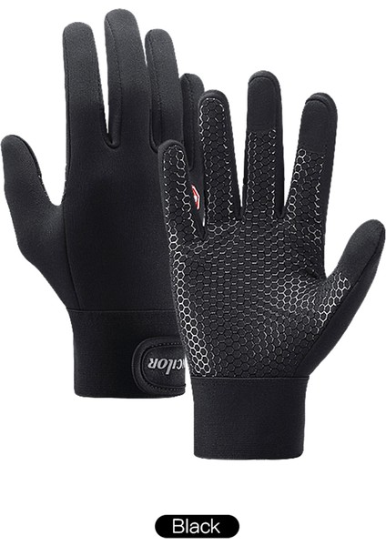 Siyah Stil L Boyutu Kış Artı Kadife Erkek Kadın Kayak Soğuk Geçirmez Dokunmatik Ekran Sıcak Bisiklet Sürme Kalın Tam Parmak Eldivenler (Yurt Dışından)
