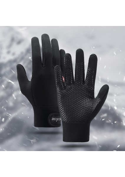 Siyah Stil L Boyutu Kış Artı Kadife Erkek Kadın Kayak Soğuk Geçirmez Dokunmatik Ekran Sıcak Bisiklet Sürme Kalın Tam Parmak Eldivenler (Yurt Dışından) fiyatları