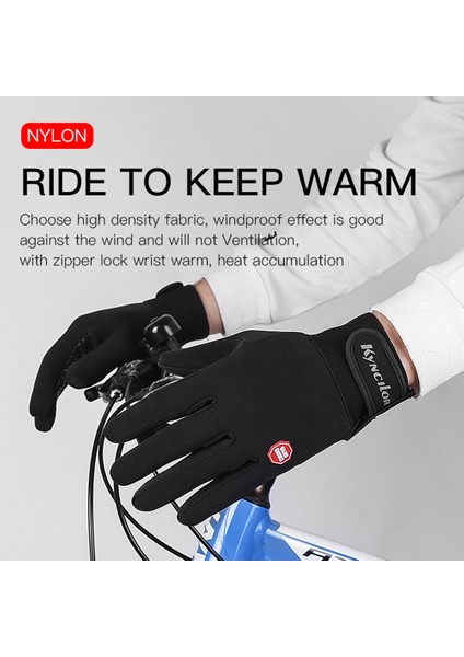 Siyah Stil L Boyutu Kış Artı Kadife Erkek Kadın Kayak Soğuk Geçirmez Dokunmatik Ekran Sıcak Bisiklet Sürme Kalın Tam Parmak Eldivenler (Yurt Dışından) modelleri