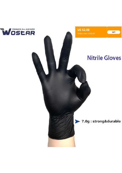 Siyah-50 Pcs Stili L Boyutu Nitril Plastik Bulaşık Yıkama Kozmetik Üniteler Temizlik Araçları Wostar Mutfak Ev Bahçe Ürün Eldiveni - Tek Kullanımlık Eldiven (Yurt Dışından) fiyatları