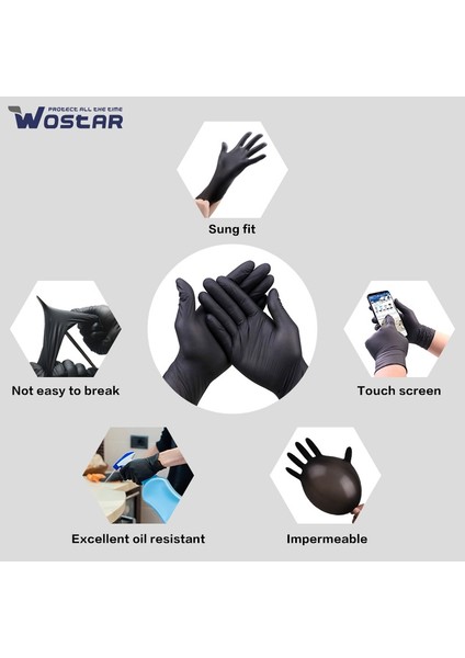 Siyah-50 Pcs Stili L Boyutu Nitril Plastik Bulaşık Yıkama Kozmetik Üniteler Temizlik Araçları Wostar Mutfak Ev Bahçe Ürün Eldiveni - Tek Kullanımlık Eldiven (Yurt Dışından) indirimleri