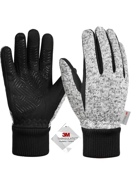 Açık Gri Tarzı Xl Boyutu Kış Eldiveni -10℃ 3m Thinsulate Termal Eldiven Soğuk Hava Sıcak Eldiven Koşu Eldiveni Dokunmatik Bisiklet Eldiveni Erkek Kadın Için (Yurt Dışından)