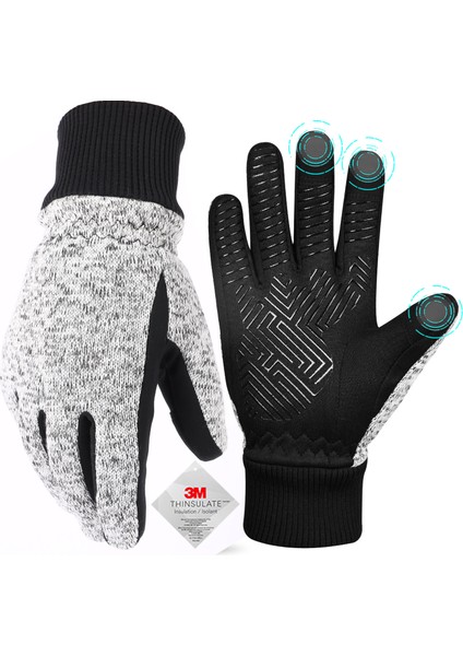 Açık Gri Tarzı Xl Boyutu Kış Eldiveni -10℃ 3m Thinsulate Termal Eldiven Soğuk Hava Sıcak Eldiven Koşu Eldiveni Dokunmatik Bisiklet Eldiveni Erkek Kadın Için (Yurt Dışından) indirimleri