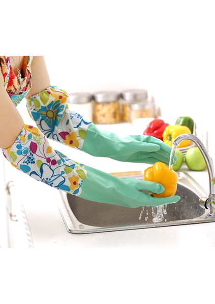 Gök Mavisi Tarzı L Boyutu Ev Eldiveni, Uzatılmış ve Kalınlaştırılmış Lateks Temizlik Eldiveni (Yurt Dışından) fiyatları