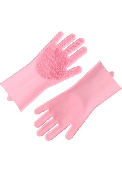 Pembe Tarzı Ev Temizlik Sünger Bulaşık Yıkama Temizlik Eldiveni Silikon Kauçuk Mutfak Temizlik Aracı (Yurt Dışından)